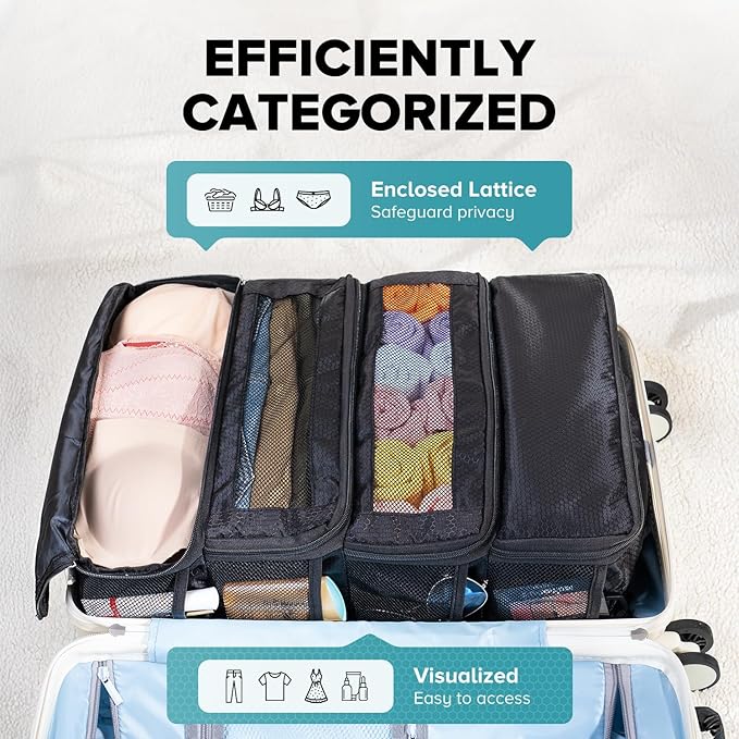 Suitcase Organizer, Travel Luggage Organizer Hanging Shelves Packing Cube Closet/Collapsible Portable Travel Organizer for Carry-on - Image 3