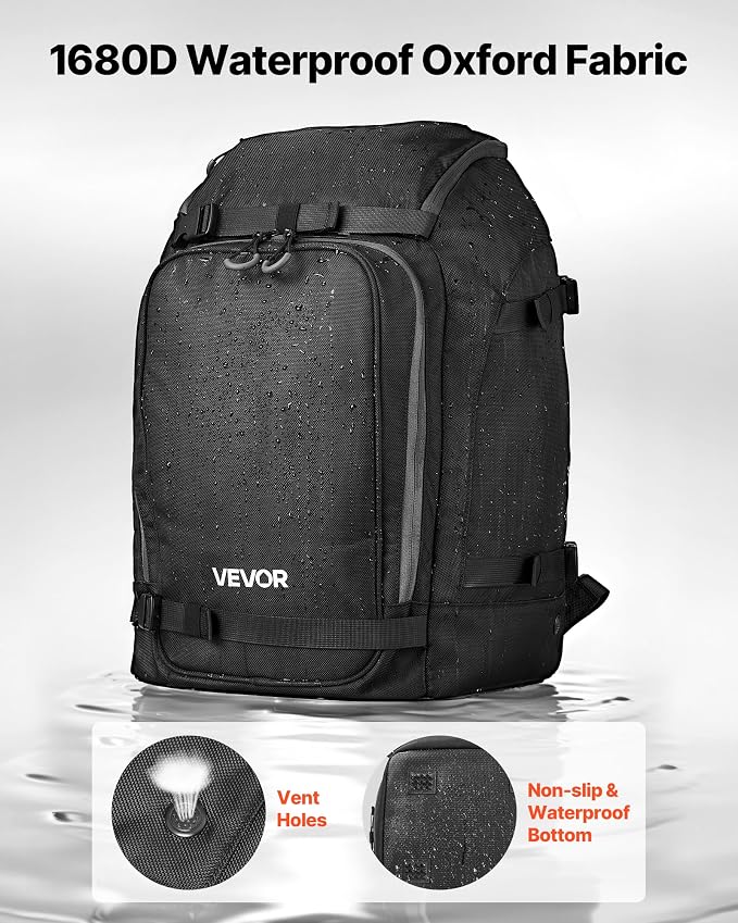 VEVOR Ski Boot Bag, Snowboard Boots Travel Backpack for Men Women, with Waterproof Exterior & Bottom, Durable 1680D Oxford, Bag for Skis, Snowboard, Helmet, Goggles, Gloves, Accessories - Image 6