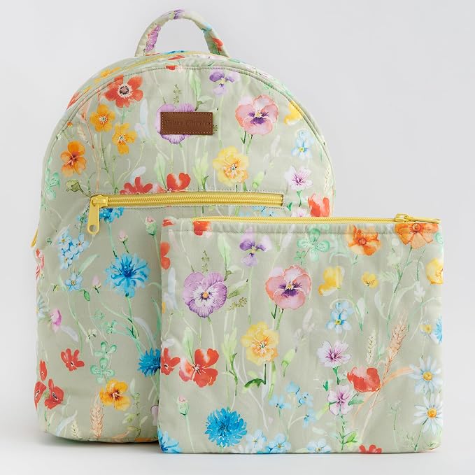Maison d' Hermine Backpack for Women Men Cotton Shoulder Multipurpose Rucksack with Small Pouch Lightweight Multi Pocket Bag for Travel Work Beach Perfect for Spring Summer (Summer Whisper - Aloe) - Image 9