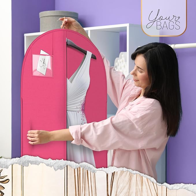 Luxury On the Go Long Formal Dress Bag – 54" Hanging Garment Bag for Dresses, Prom & Bridesmaid– Long Garment Bags for Hanging Clothes Lightweight & Tear-Resistant with Clear ID Window – 5 Pack - Image 6