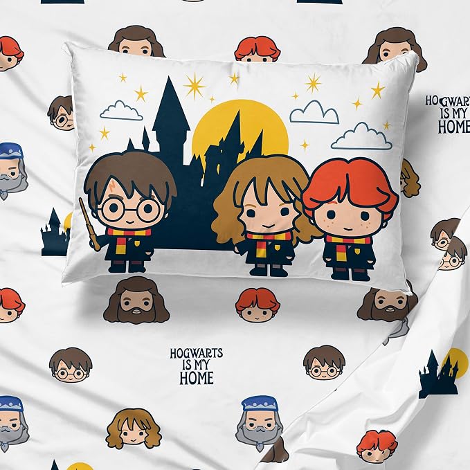 Jay Franco Harry Potter is My Home 4 Piece Twin Bed Set -Bedding Features Harry, Ron, Hermoine, Hagrid, and Dumbledore | Hogwarts, Bed in a Bag, Comforter Sheets Pillowcase, Official Product, Soft Microfiber, Machine Washable, Kids Gift - Image 6