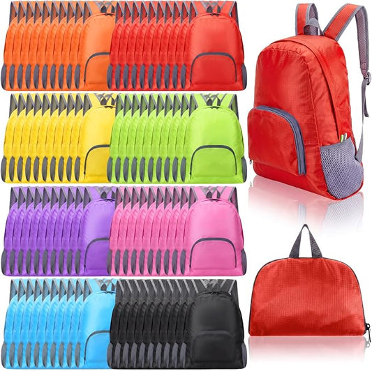 Bright Rainbow 72 Pack 17 Inch Foldable Backpacks in Bulk Lightweight Classic Basic Book Bags Elementary Backpack for Travel Camp Donations by Bulyoou