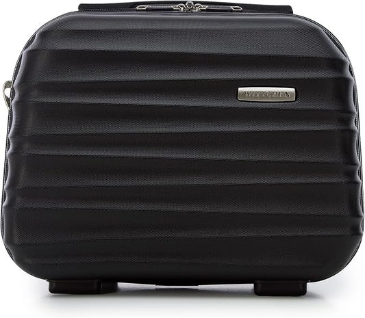 WITTCHEN Groove Line Suitcase, Luggage, Trolley, Travel Case, Black, Toiletry bag, Toiletry bag by WITTCHEN