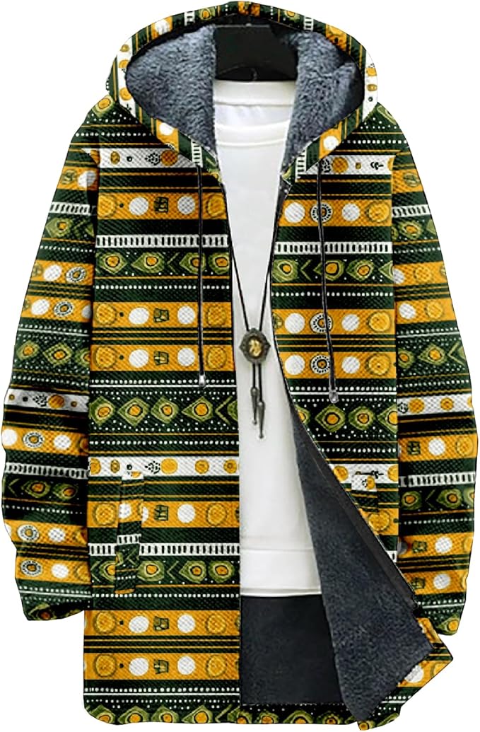 Full Zip Hoodies for Men Long Fleece Lined Knitted Hoodies with Pockets Fashion Coat Warm Cardigan for 2024