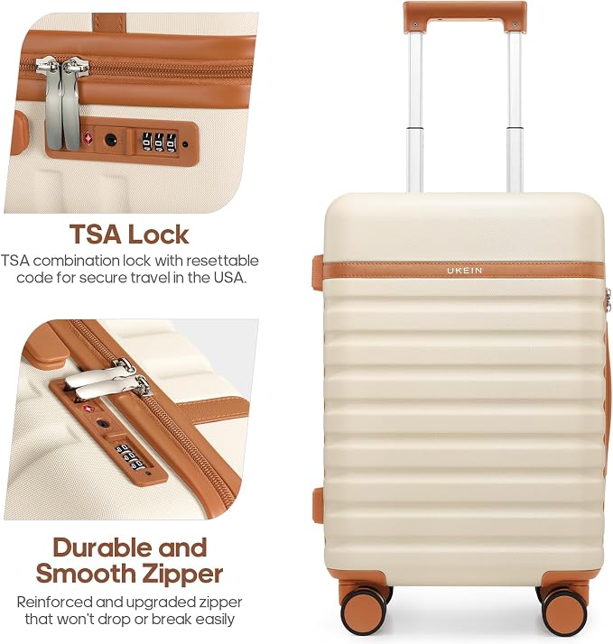 3 Piece Luggage Set, Durable ABS Hardshell Carry On Suitcase Set with Silent Spinner Wheels, YKK Zipper & TSA Lock, Lightweight Large Travel Checked Luggage,20/24/28 Inch - Image 6