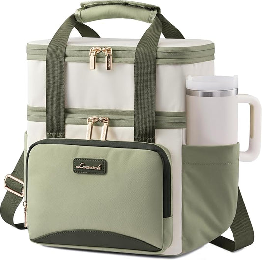 LOVEVOOK Insulated Lunch Bag For Women Men,Expandable Double Deck Lunch Box With Large Cup Holder,Leakproof Cooler Bag For Adult Lunch Tote Bag Work Picnic Beach with Adjustable Shoulder Strap Gift by LOVEVOOK