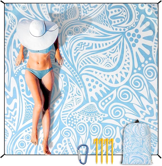 HIHOHO Beach Blanket Waterproof Sandproof Extra Large Beach Mat 79" X 83"/120"x108"for 1-8 Adults Quick Drying Durable Outdoor Picnic Mat for Beach Travel Camping Hiking by HIHOHO
