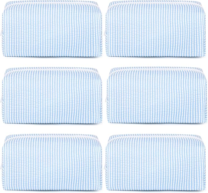 SOIDRAM 6PCS Bridesmaid Proposal Gifts Blue makeup bag bulk for Wedding Party Favors Bachelorette party decorations Toiletry Organizer Bag Cosmetic Case Gift by SOIDRAM