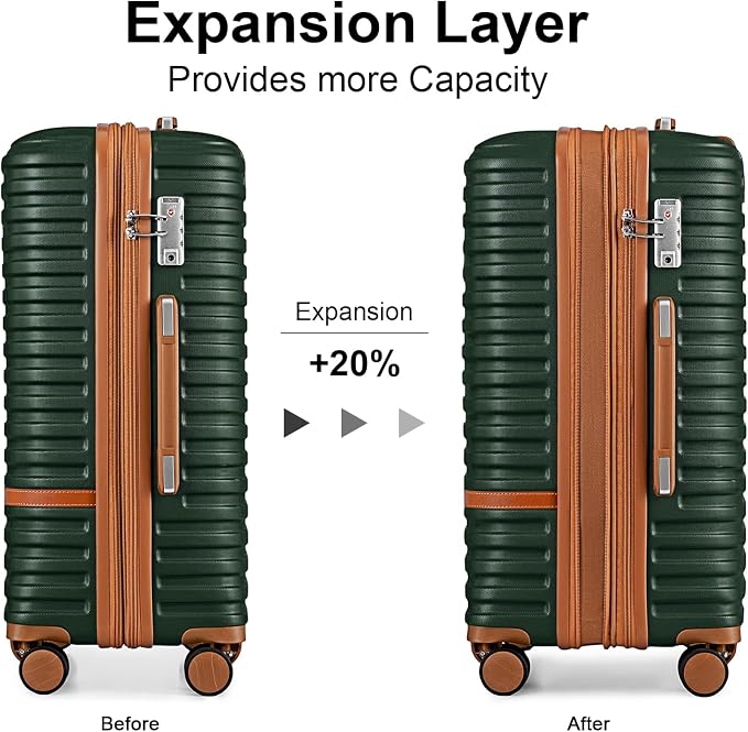 Joyway Luggage Set 7 Piece Suitcase Sets with Spinner Wheel,Hardside Expandable Travel Laggage with TSA Lock(18/20/24/28 Green) - Image 3