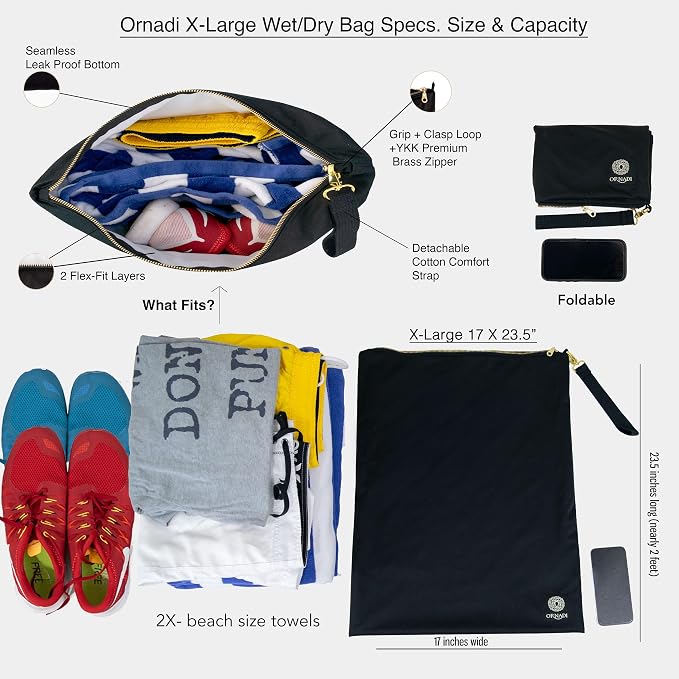 Ornadi XL Antimicrobial Waterproof Travel Laundry Bag Odor Mildew Control - Image 5