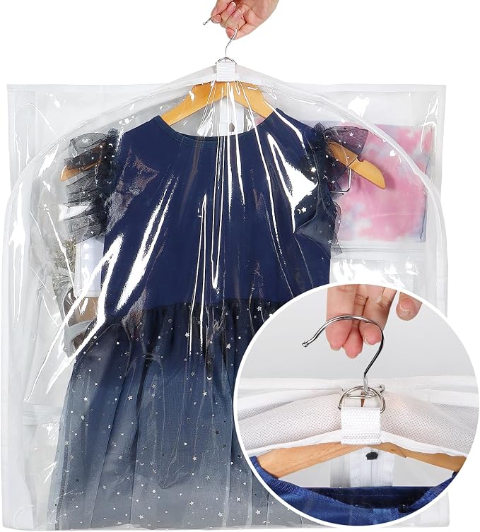Univivi Clear PVC Dance Costume Bags Garment Bag 50 Inch for Dance Competitions, with 3 Seperated Medium Clear Zipper Pockets and 1 Large Back Zippered Pocket - Image 4