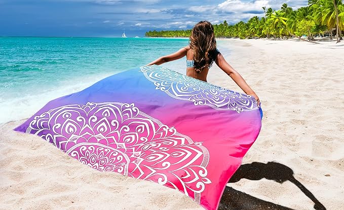 WIWIGO Beach Blanket Waterproof Sandproof Beach Mat 79" X 83"/10'x9'for 2-8 Adults Quick Drying Outdoor Picnic Mat Beach Accessories for Travel, Camping, Hiking - Image 6