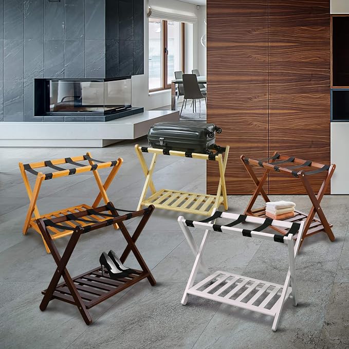 Casual Home Luggage Rack, Walnut, Solid Wood - Image 13