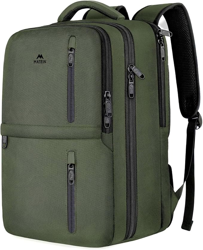 MATEIN Carry on Travel Laptop Backpack, Large Personal Item Travel Backpack | Flight Approved, Shoe Compartment, Water Resistant, Weekender Overnight Bag, Fit 17 Inch Laptop, Green - Image 10