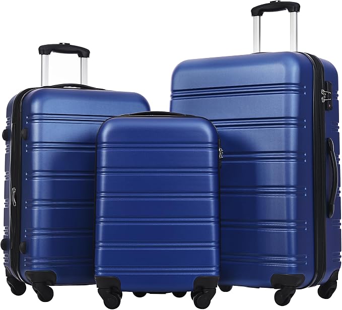 Merax Luggage sets of 3 Piece Carry on Luggage Airline Approved,Hard Case Luggage Expandable Checked Luggage Suitcase Set with Wheels（Deepblue） by Merax