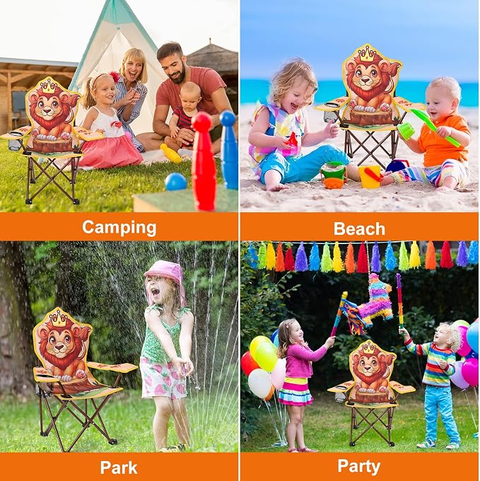 KABOER Kids Outdoor Folding Camping Chair with Cup Holder Carrying Bag | Portable Camping Chair for Beach Picnic Camping Travel Lawn Ages 3-10 - Image 6