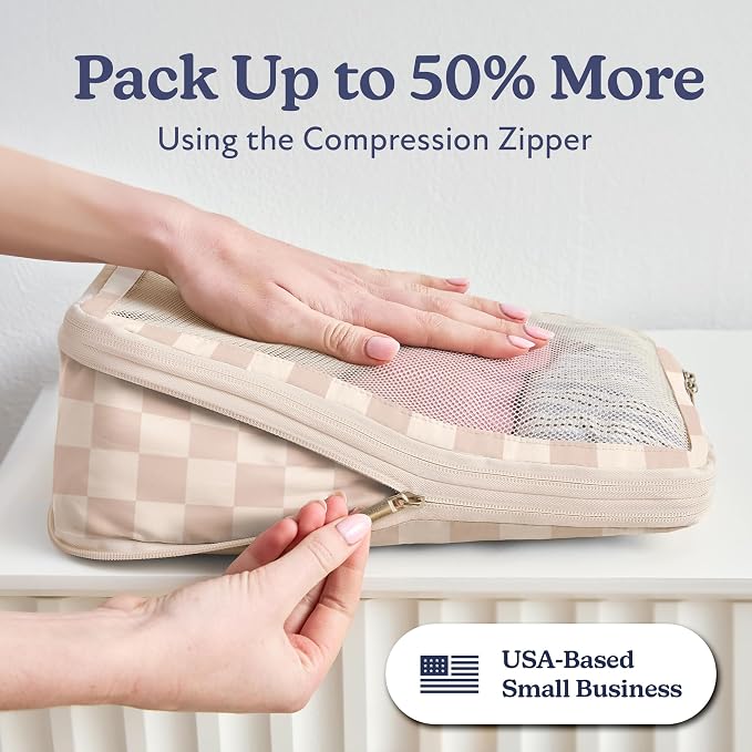 Vandel Space-Saving Compression Packing Cubes for Women with Hanging Toiletry Bag, Laundry Bag, Compressible Carry On Suit Case Organizer Luggage Packing Cubes for Travel Compression Organizer Bags - Image 2