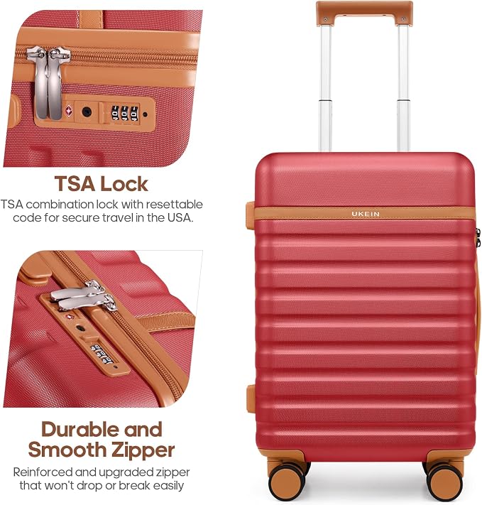 3 Piece Luggage Set, Durable ABS Hardshell Carry On Suitcase Set with Silent Spinner Wheels, YKK Zipper & TSA Lock, Lightweight Large Travel Checked Luggage,20/24/28 Inch - Image 6