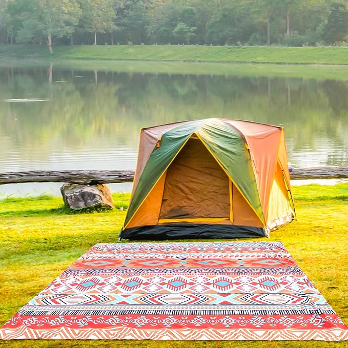 WIWIGO Beach Blanket Sandproof Extra Large Beach Mat Adults Waterproof Quick Drying Sand Free Mat Made by Premium Polyester with 4 Stakes & 4 Corner Pockets for Outdoor Travel Camping Hiking - Image 5