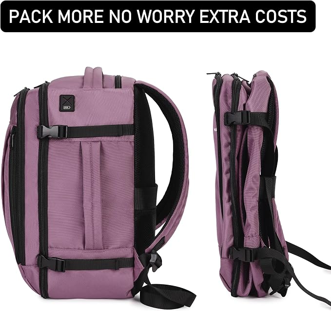 ECOHUB Travel Backpack 18x14x8 Spirit Airlines Personal Item Bag Carry On Backpack 13 Pockets Large Work Casual Daypack for men Airline Approved Waterproof Gym Backpacks with Charging Port, Pink - Image 7