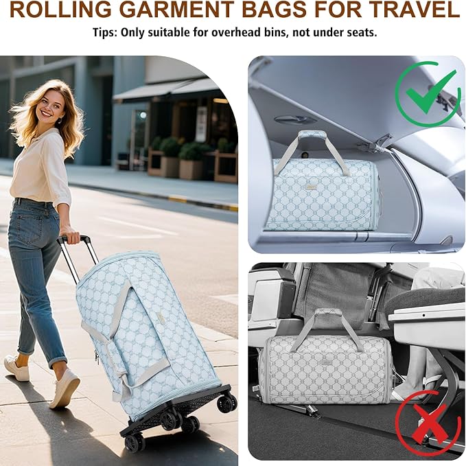 Rolling Garment Bags for Travel - Carry on Convertible Garment Duffle Bags with Wheels for Men Women, 4 in 1 Large Travel Duffel Bags with Shoes Compartment Hanging Suit Dress Weekender Bag 4pcs Set - Image 7