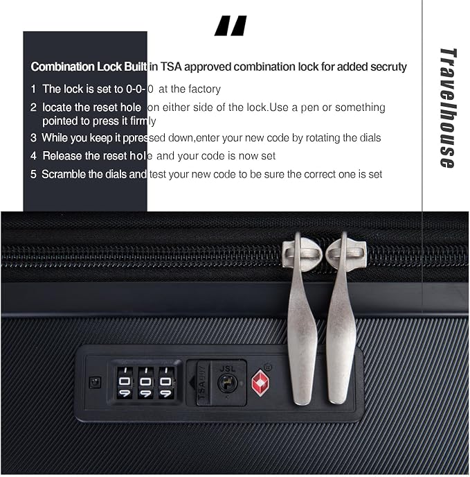 Travelhouse Hardside 3-piece Luggage Set, PC suitcases with Spinner Wheel | Double Spinner Wheels,TSA Lock, Underseat Waterproof Duffel Bag - Image 7