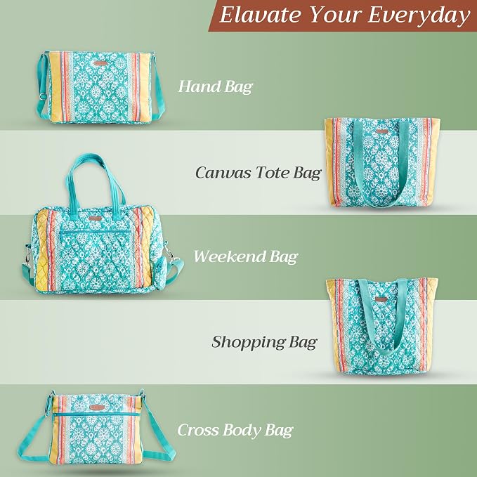 Maison d' Hermine Backpack for Women Men Cotton Shoulder Multipurpose Rucksack with Small Pouch Lightweight Multi Pocket Bag for Travel Beach Perfect for Spring Summer (Katmandou - Turquoise) - Image 6