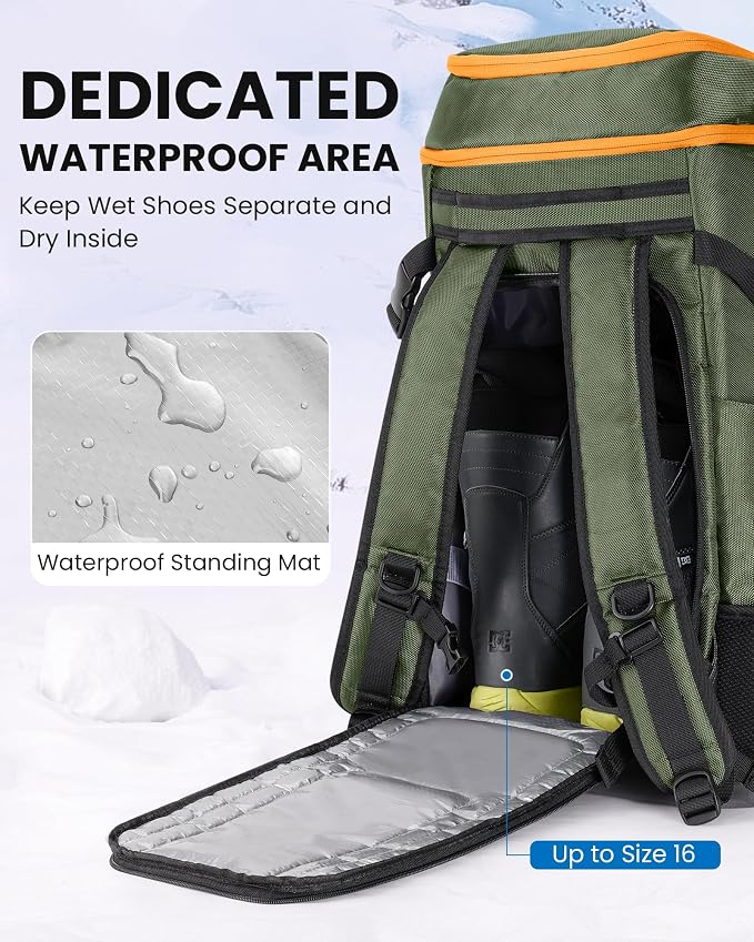 OutdoorMaster Ski Boot Bag, Snowboard Boots Travel Backpack for Helmet, Ski Shoes, Goggles, Gloves and Accessories, Waterproof Exterior & Bottom - Image 5
