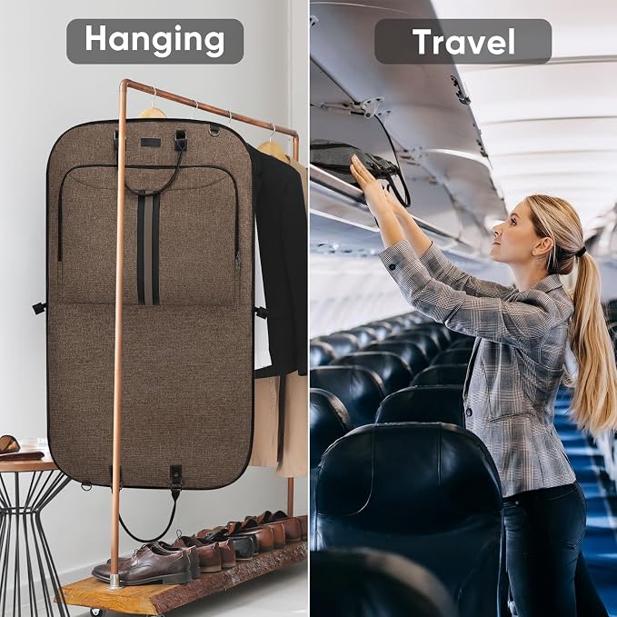 BALEINE Travel Garment Bag, Travel Suit Bag for Men, Water Resistant Carry on Garment Bag for Hanging Clothes, Garment Duffel Bag for Travel Business (Brown, 42") - Image 7