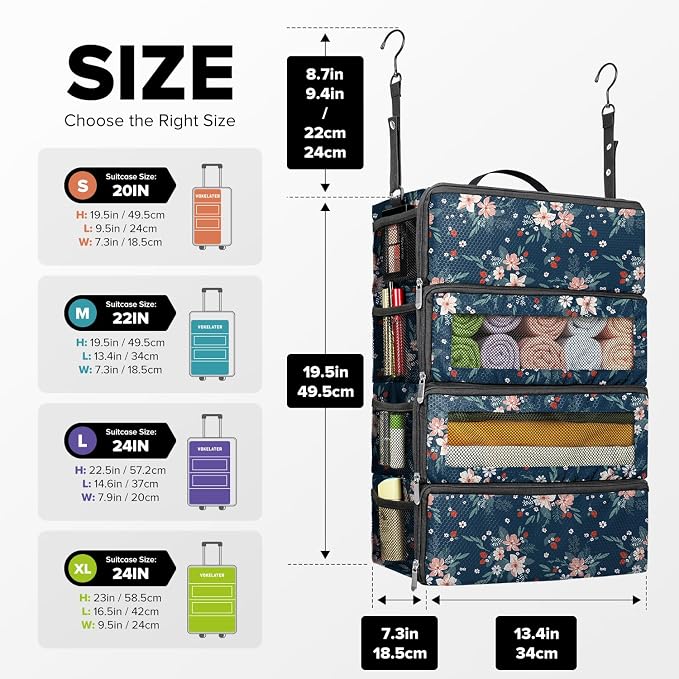 Suitcase Organizer, Travel Luggage Organizer Hanging Shelves Packing Cube Closet/Collapsible Portable Travel Organizer for Carry-on - Image 2