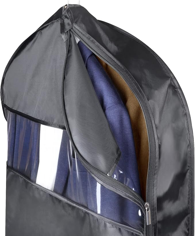 Univivi Garment Bags for Travel and Storage 43" Hanging Suit Bag Clear Suits Cover with Mesh Pockets for Coat, Shirt, Jackets, dresses - Image 2