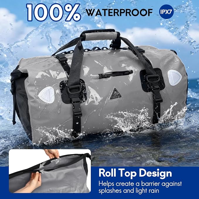 Haimont Waterproof Duffel Bag Roll-top Dry Duffel Bag with Quick-fixed Straps for Motorcycling, Rafting, Boating, SUP, Kayaking, Travel, 50L/70L - Image 2