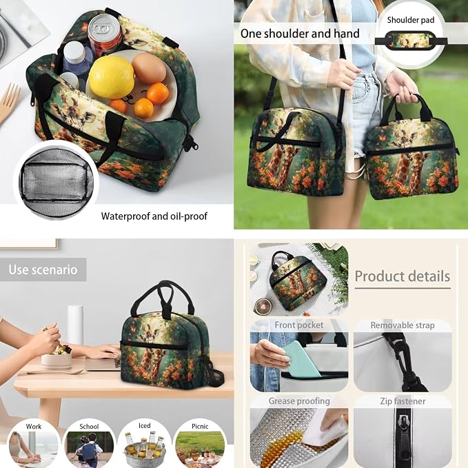 POLERO Cute Giraffe Backpacks for Girls Kids Backpack for School 4Pcs Bookbag Set with Lunch Box Pencil Case Water Bottle Holder - Image 5