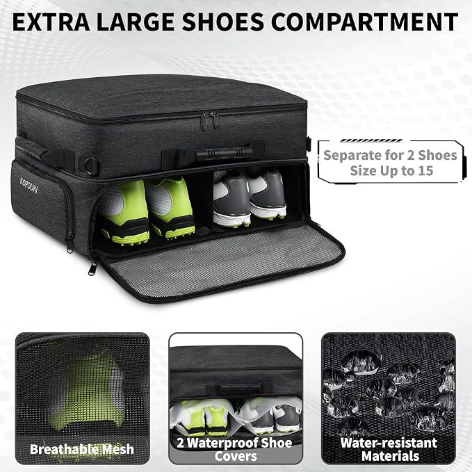 Extra Large Golf Trunk Organizer, Golf Gifts for Men Golfers, 20"x 14"x 10" 2 Layer Golf Trunk Organizer for Car, Water-resistant with Ventilated Compartment for 2 Pair Shoes and More Golf Accessories - Image 3