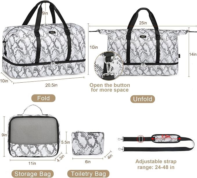 IBFUN Weekender Bags for Women, Travel Duffle Bag with Shoe Compartment Carry on Weekender Overnight Duffel for Weekend Travel Business Trip 3PCS - Image 7