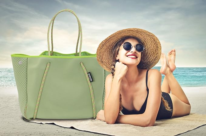 QOGiR Neoprene Multipurpose Beach Bag Tote with Inner Zipper Pocket … … … … - Image 6