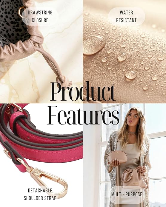 Mali+Lili Lola Beauty Bag Duo, Makeup Bag Travel Cosmetic Bag Set of 2, Vegan Leather Purse Crossbody Bags for Women and Girls, Cute Makeup Pouch, Travel Pouch, Crossbody Purses for Women | Duo - Image 4