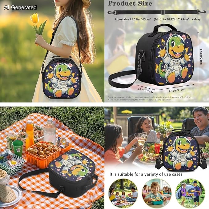 Dinosaur Astronaut Kids Backpack 4-in-1 Boys Backpack with Lunch Bag Box and portable Pencil Case Water Bottle Slevee for Kids Teens Elementary Preschool Kindergarten Primary School 17 inch - Image 4
