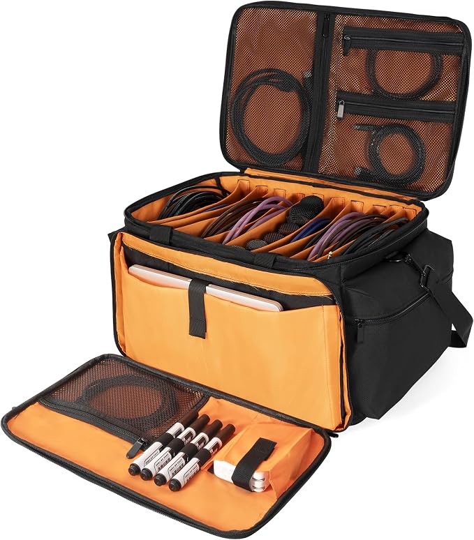 AKOZLIN Cable File Bag with Detachable Dividers for DJ Gear, Sound Instrument Accessories by AKOZLIN