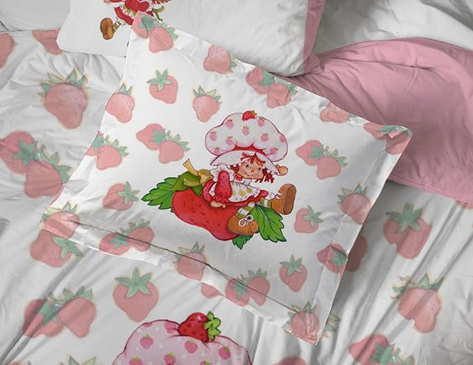 Strawberry Shortcake Full Comforter Set 7 Piece Kids Bedding, Pink | Bed in a Bag, Comforter Sheets Shams Pillowcases, Official Brand, Soft Microfiber, Machine Washable, Girls Gift - Image 3