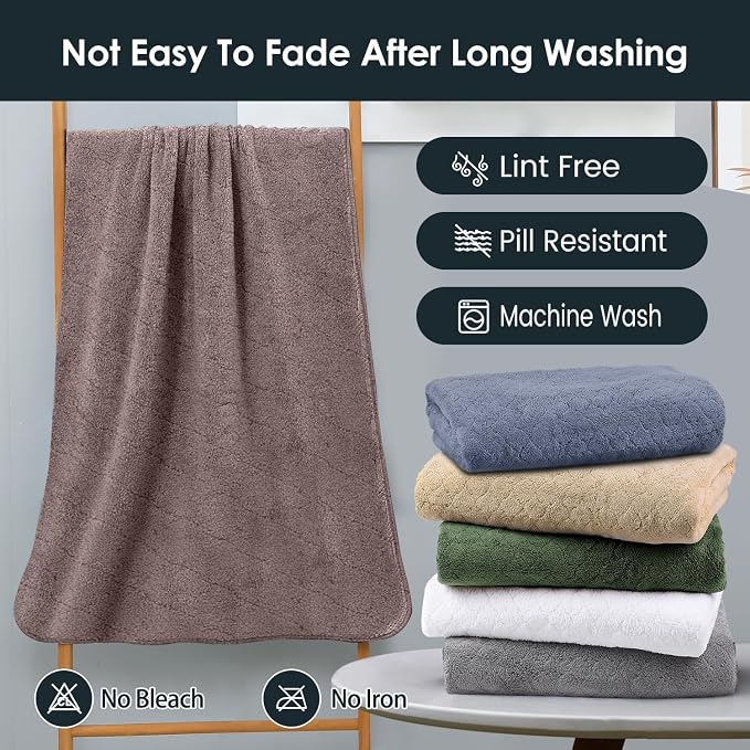 JML Microfiber Bath Towels, Oversized, Ultra Soft, Super Absorbent and Fast Drying, No Fading Large Bathroom Towel Set for Sport, Travel, Fitness (Coral Fleece - Chocolate, 30 in x 60 in) - Image 7