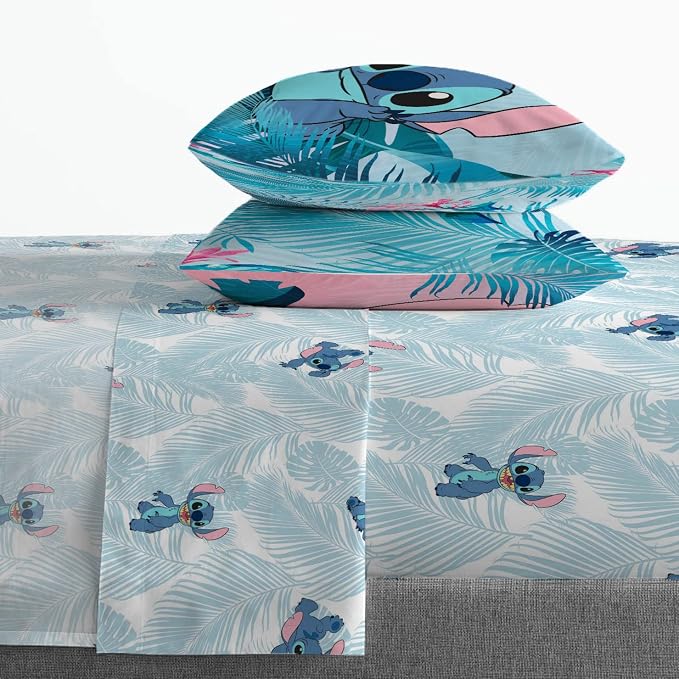 Disney Lilo and Stitch Queen Comforter Set 7 Piece Kids Bedding, Pink | Bed in a Bag, Comforter Sheets Shams Pillowcases, Official Brand, Soft Microfiber, Machine Washable, Girls Gift - Image 4
