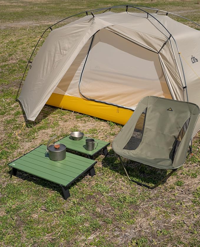 iClimb Ultralight Compact Mini Beach Picnic Folding Alu. Table with Carry Bag, Two Size (Green, L) - Image 2