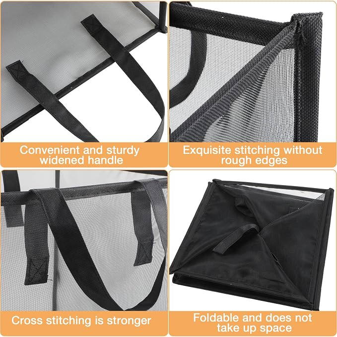 Zopeal 1 Pack Popup Laundry Hamper 13 Inch Collapsible Laundry Baskets with Handles Mesh Clothes Baskets Portable Single Layer Foldable Clothes Hamper Square Bin for Washing (Black,Single-layer) - Image 4