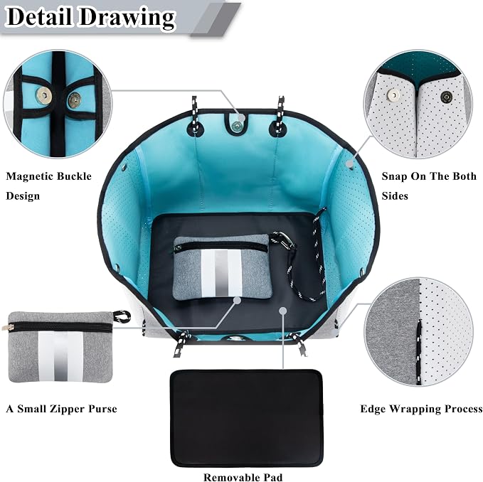 QOGiR Neoprene Multipurpose Beach Bag Tote with Inner Zipper Pocket … … … … - Image 4