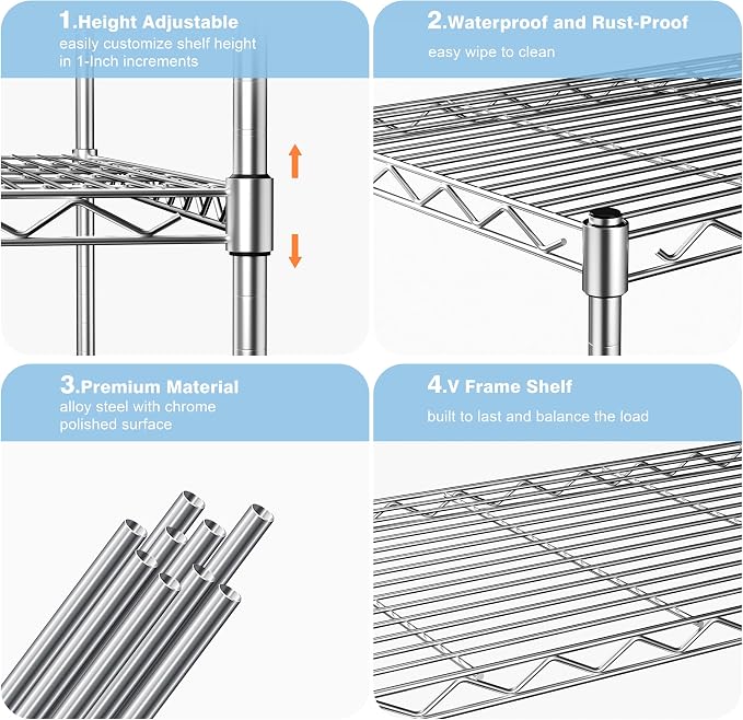 1-Tier Wire Shelf Rack,30" Wx14 Dx17 H,Single Metal Shelves Rack,Height Adjustable Metal Wire Shelving Unit and Storage for Kitchen,Cabinet,Countertop,Under-Sink,Closet,Pantry,Studio - Image 8