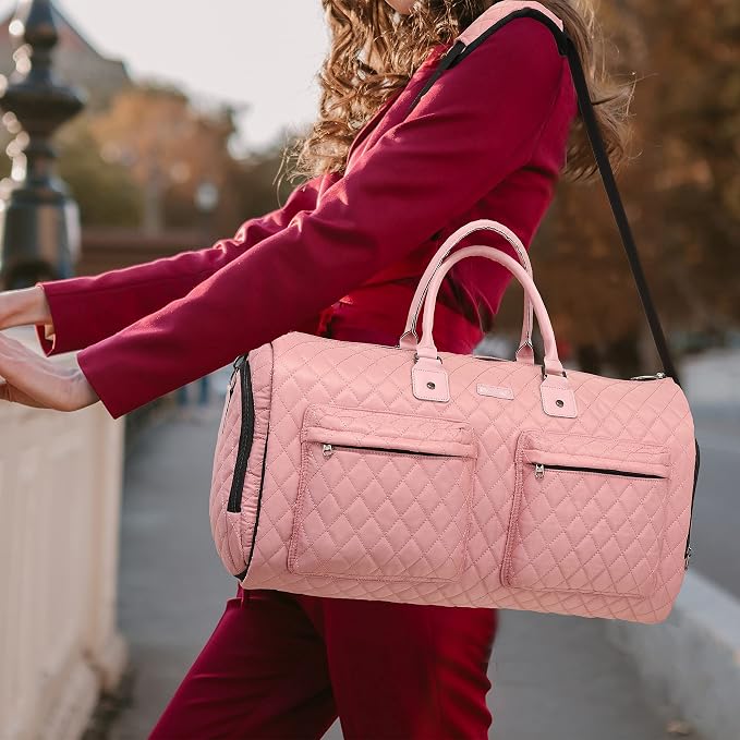 Womens Convertible Garment Bags for Travel, Modoker Waterproof Carry On Garment Bag Garment Duffel Bag - 2 in 1 Hanging Suitcase Suit Travel Luggage Bag, Pink - Image 7