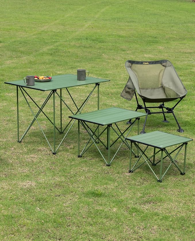 iClimb Ultralight Compact Camping Folding Beach Chair with Anti-Sinking Large Feet and Back Support Webbing (Green - Square Frame - 2PC) - Image 8