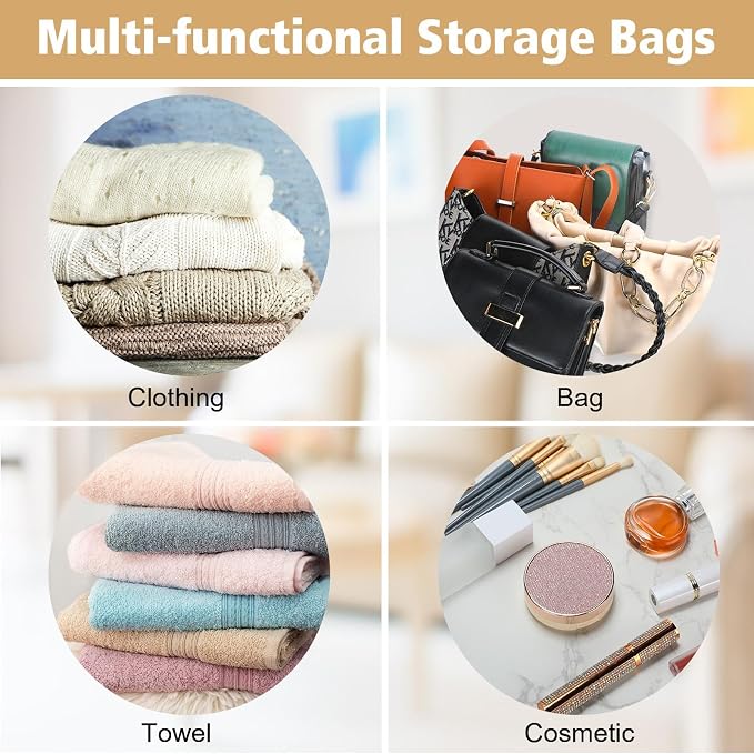 16 Pack Clear Handbag Storage Organizer with 16 Stainless Steel S-Hooks, 4 Assorted Sizes, Anti-Dust Moisture-Proof Purse Storage Bags with Zipper and Handle for Closet Hanging, Wallet Dust Cover Set - Image 7