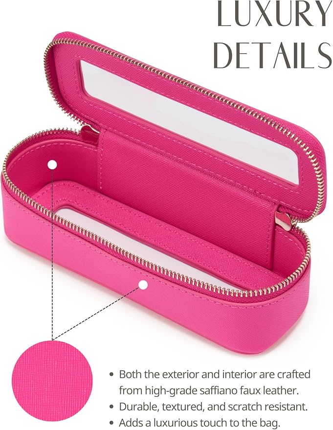 Popvibe Slim Makeup Brush Bag Travel Clear Toiletry Bag for Women Cute Make Up Bag for Traveling Cosmetic Bag Organizer Waterproof Tansparent Beauty Makeup Case Hot Pink - Image 6